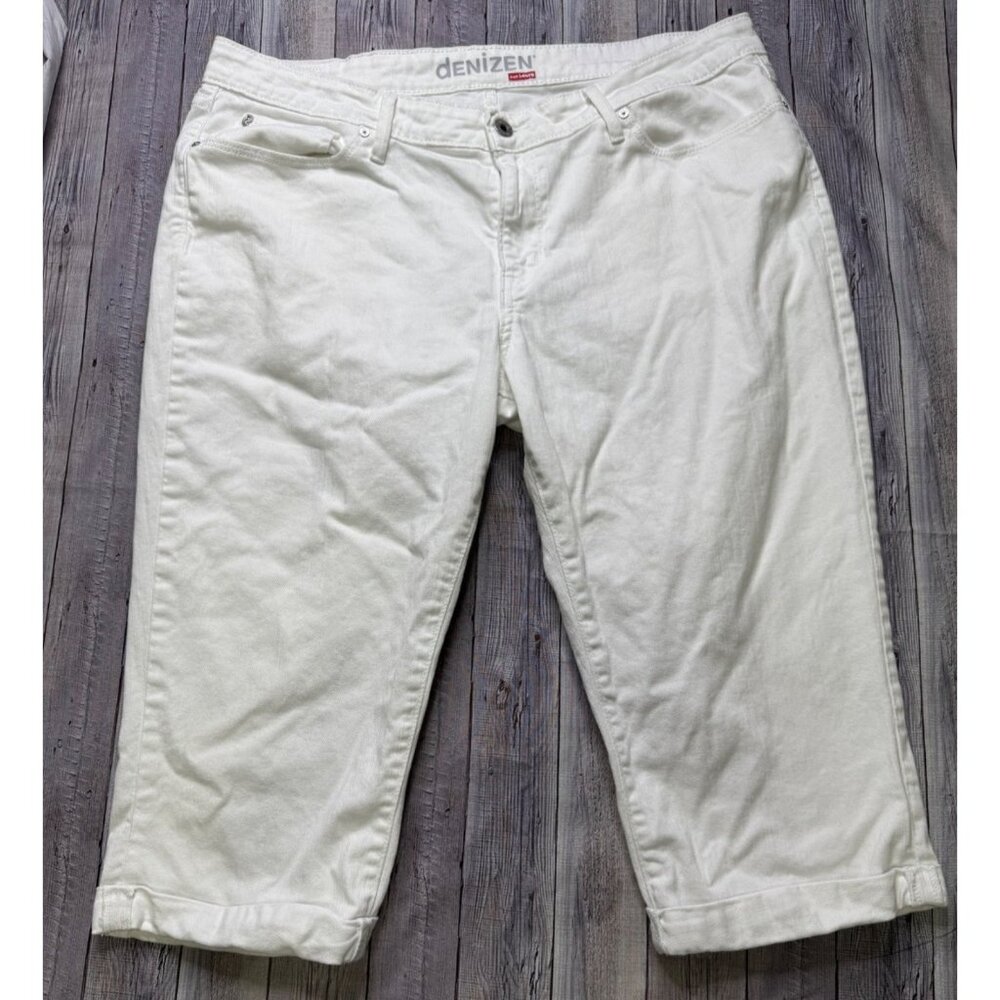 Denizen From Levis Womens White Denim Modern Crop Pants Size 18